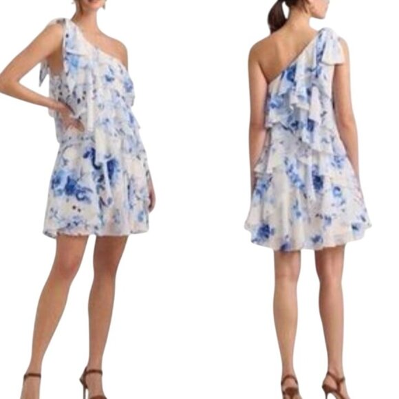 NEW Lauren Ralph Lauren Floral Print Ruffled Mini Cocktail/Party Dress Size 6 - Picture 2 of 15